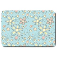 Flower Blue Butterfly Bird Yellow Floral Sexy Large Doormat  by Mariart