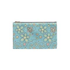 Flower Blue Butterfly Bird Yellow Floral Sexy Cosmetic Bag (small)  by Mariart