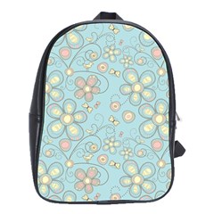 Flower Blue Butterfly Bird Yellow Floral Sexy School Bag (large) by Mariart