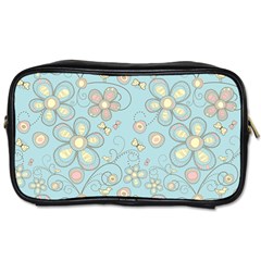 Flower Blue Butterfly Bird Yellow Floral Sexy Toiletries Bags 2-side by Mariart