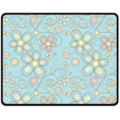 Flower Blue Butterfly Bird Yellow Floral Sexy Fleece Blanket (medium)  by Mariart