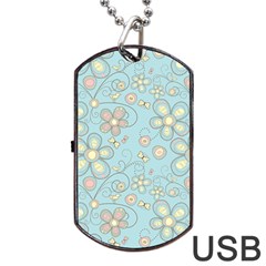 Flower Blue Butterfly Bird Yellow Floral Sexy Dog Tag Usb Flash (one Side)