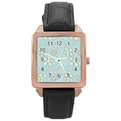 Flower Blue Butterfly Bird Yellow Floral Sexy Rose Gold Leather Watch 