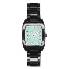 Flower Blue Butterfly Bird Yellow Floral Sexy Stainless Steel Barrel Watch