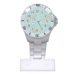 Flower Blue Butterfly Bird Yellow Floral Sexy Plastic Nurses Watch