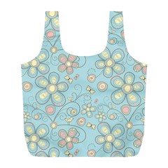 Flower Blue Butterfly Bird Yellow Floral Sexy Full Print Recycle Bags (l)  by Mariart