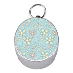 Flower Blue Butterfly Bird Yellow Floral Sexy Mini Silver Compasses Front