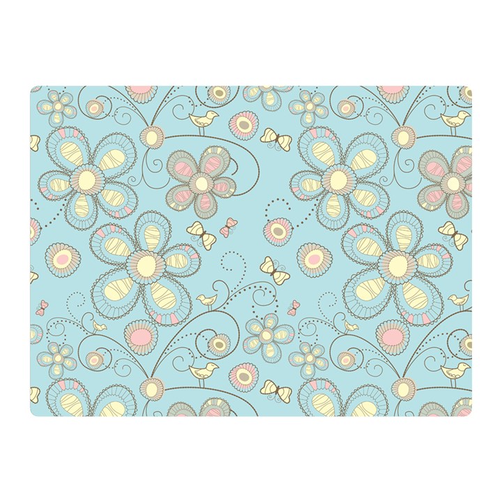 Flower Blue Butterfly Bird Yellow Floral Sexy Double Sided Flano Blanket (Mini) 