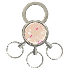 Flower Bird Love Pink Heart Valentine Animals Star 3-ring Key Chains by Mariart