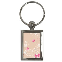 Flower Bird Love Pink Heart Valentine Animals Star Key Chains (rectangle)  by Mariart