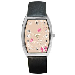 Flower Bird Love Pink Heart Valentine Animals Star Barrel Style Metal Watch