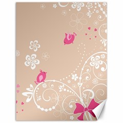 Flower Bird Love Pink Heart Valentine Animals Star Canvas 12  X 16  