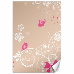 Flower Bird Love Pink Heart Valentine Animals Star Canvas 24  X 36  by Mariart