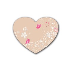 Flower Bird Love Pink Heart Valentine Animals Star Heart Coaster (4 Pack)  by Mariart