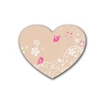 Flower Bird Love Pink Heart Valentine Animals Star Heart Coaster (4 pack)  Front