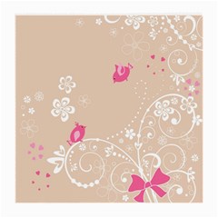 Flower Bird Love Pink Heart Valentine Animals Star Medium Glasses Cloth (2-side) by Mariart