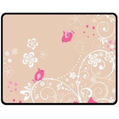 Flower Bird Love Pink Heart Valentine Animals Star Fleece Blanket (medium) 