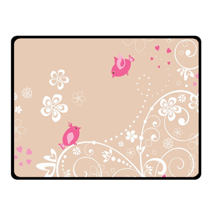 Flower Bird Love Pink Heart Valentine Animals Star Fleece Blanket (Small)