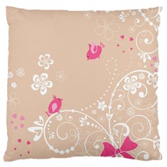 Flower Bird Love Pink Heart Valentine Animals Star Large Cushion Case (one Side) by Mariart