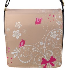 Flower Bird Love Pink Heart Valentine Animals Star Flap Messenger Bag (s)