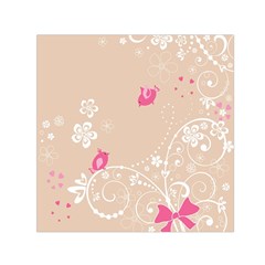 Flower Bird Love Pink Heart Valentine Animals Star Small Satin Scarf (square)