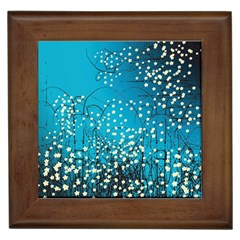 Flower Back Leaf River Blue Star Framed Tiles