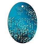 Flower Back Leaf River Blue Star Ornament (Oval) Front