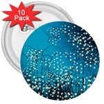 Flower Back Leaf River Blue Star 3  Buttons (10 pack)  Front