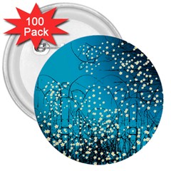 Flower Back Leaf River Blue Star 3  Buttons (100 pack) 