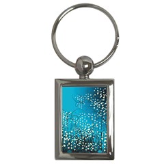 Flower Back Leaf River Blue Star Key Chains (Rectangle) 