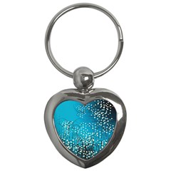 Flower Back Leaf River Blue Star Key Chains (Heart) 