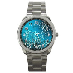 Flower Back Leaf River Blue Star Sport Metal Watch