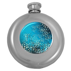 Flower Back Leaf River Blue Star Round Hip Flask (5 oz)