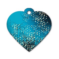 Flower Back Leaf River Blue Star Dog Tag Heart (Two Sides)