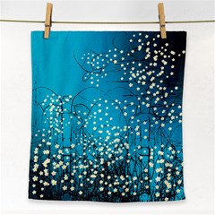 Flower Back Leaf River Blue Star Face Towel