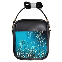 Flower Back Leaf River Blue Star Girls Sling Bags