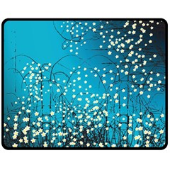 Flower Back Leaf River Blue Star Fleece Blanket (Medium) 