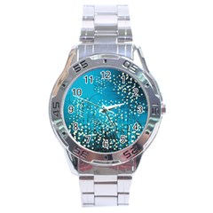 Flower Back Leaf River Blue Star Stainless Steel Analogue Watch