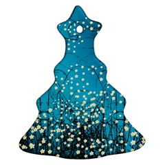 Flower Back Leaf River Blue Star Christmas Tree Ornament (Two Sides)