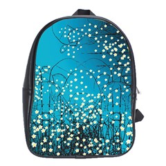 Flower Back Leaf River Blue Star School Bag (XL)