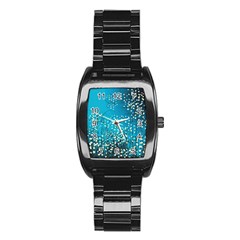 Flower Back Leaf River Blue Star Stainless Steel Barrel Watch