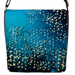 Flower Back Leaf River Blue Star Flap Messenger Bag (S)