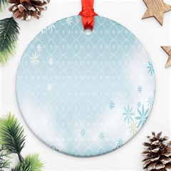 Flower Blue Polka Plaid Sexy Star Love Heart Ornament (Round)