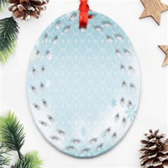 Flower Blue Polka Plaid Sexy Star Love Heart Ornament (Oval Filigree)