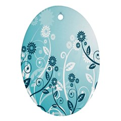 Flower Blue River Star Sunflower Ornament (oval)