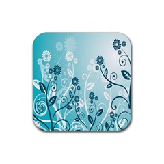 Flower Blue River Star Sunflower Rubber Coaster (Square) 