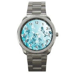 Flower Blue River Star Sunflower Sport Metal Watch