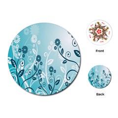 Flower Blue River Star Sunflower Playing Cards (Round) 