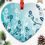 Flower Blue River Star Sunflower Heart Ornament (Two Sides) Front