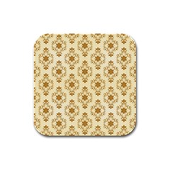 Flower Brown Star Rose Rubber Square Coaster (4 Pack)  by Mariart